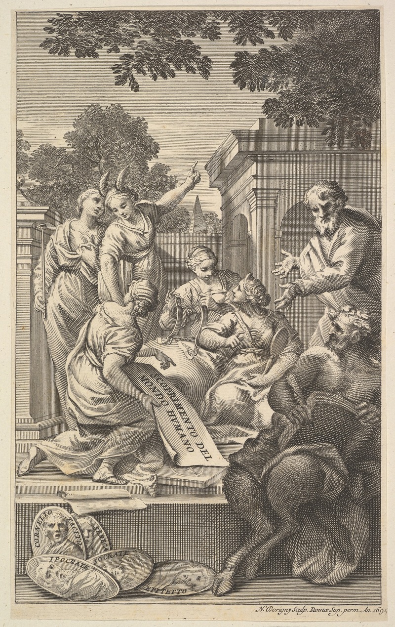 Allegorical composition celebrating the Humanities by Николас Дорини, 1695 — digital art print download