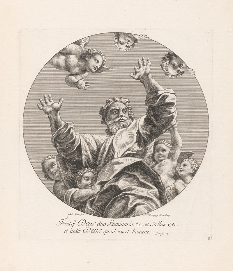 God surrounded by putti by Николас Дорини, 1695 — digital art print download