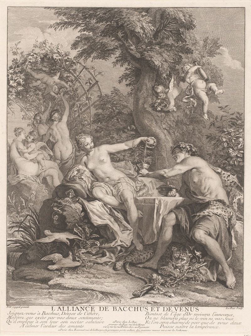 Covenant between Bacchus and Venus by Simon François Ravenet, 1740 — digital art print download