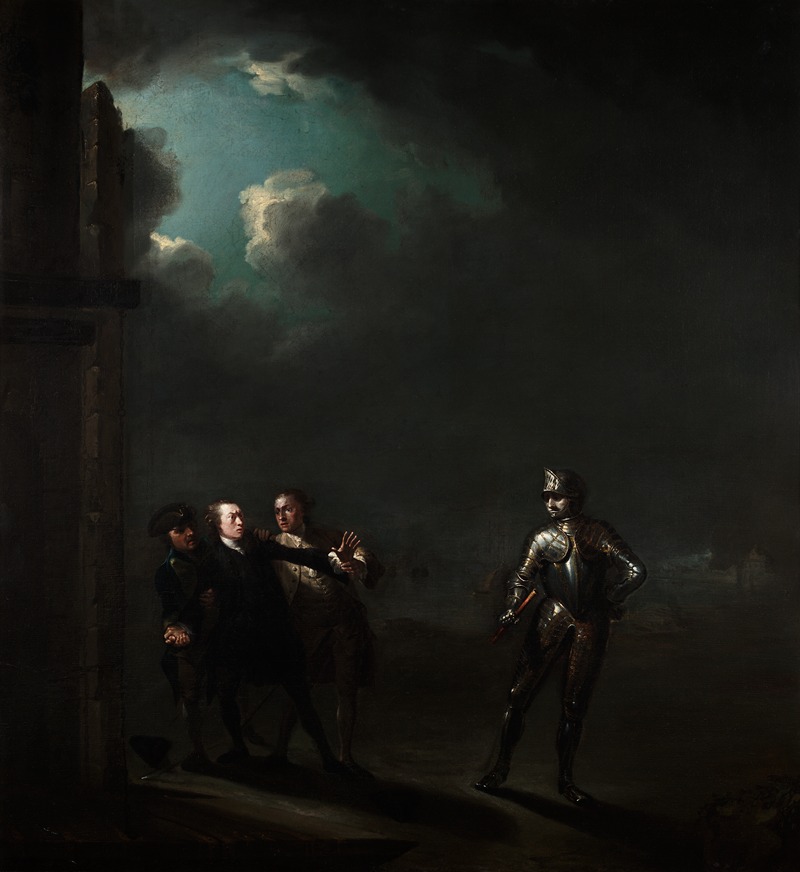 William Powell as Hamlet encountering the Ghost by Бенджамин Уилсон, 1768-1769 — digital art print download