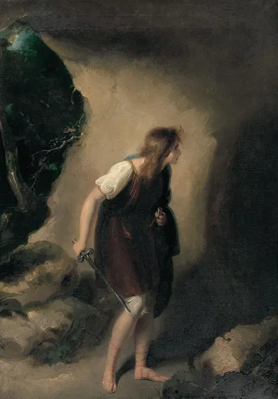 Imogen Entering the Cave of Belarius, (Cymbeline, Act III, Scene VI) by Ричард Уэстолл, 1795 — digital art print download