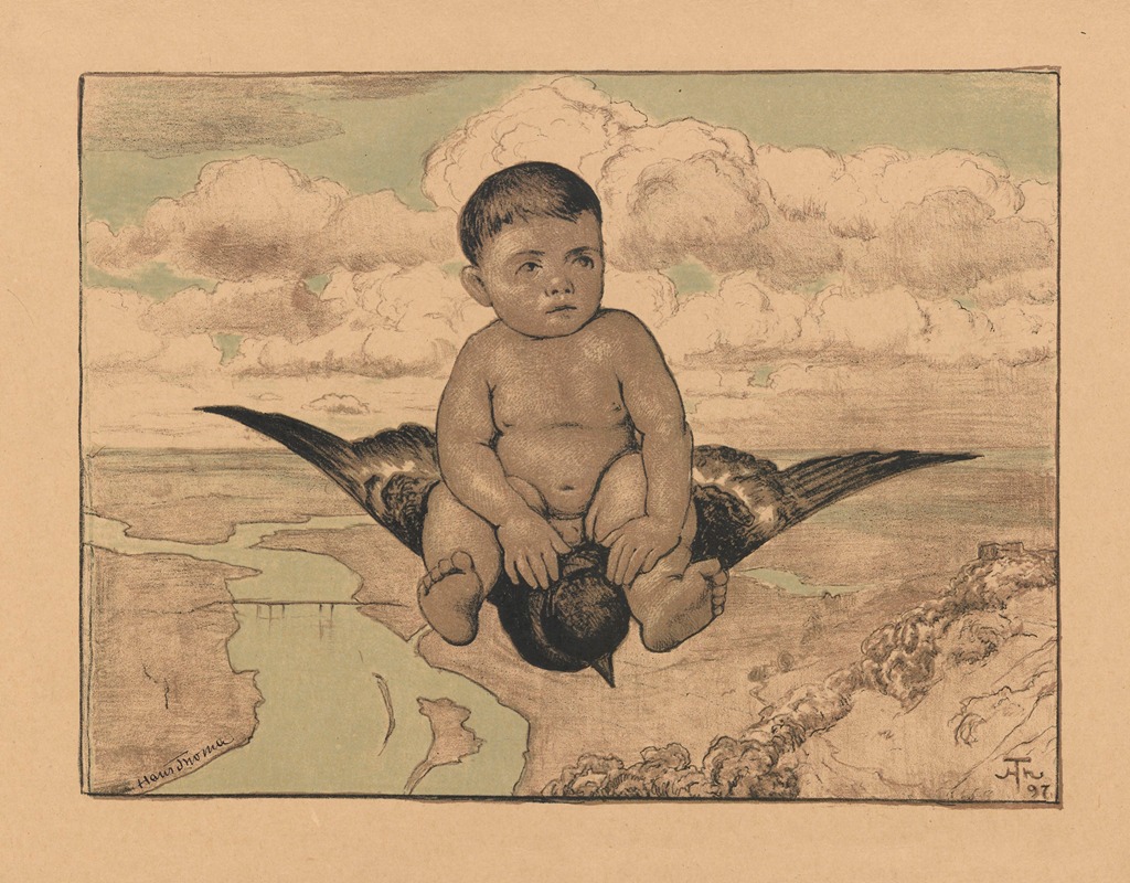 Putto lecące na jaskółce by Ханс Тома, 1897 — digital art print download