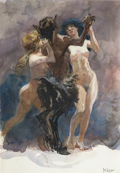 Satyr mit zwei Mänaden by Генрих Клей, 1910 — digital art print download