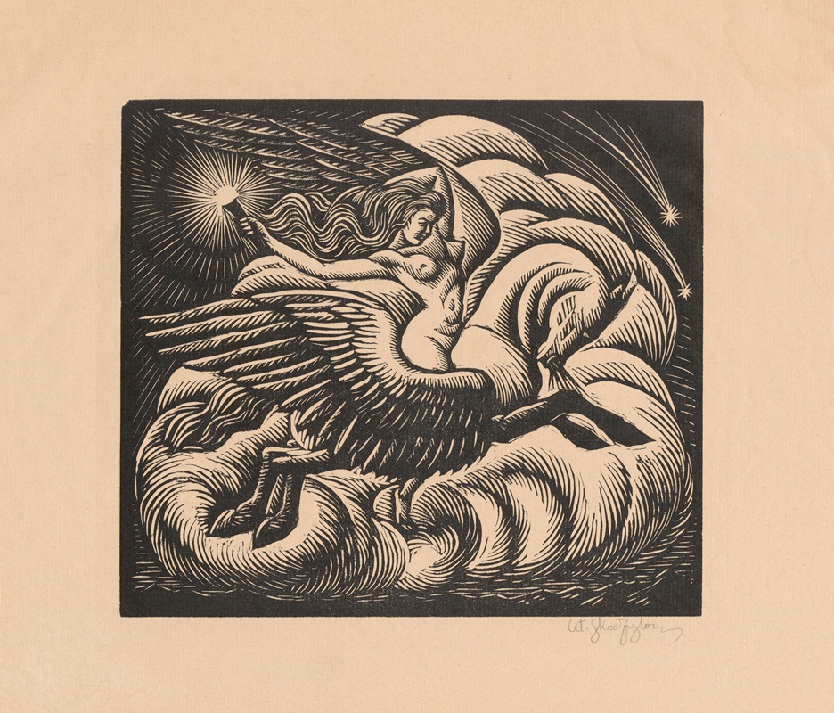 Pegaz (Jutrzenka) by Władysław Skoczylas, 1920 — digital art print download