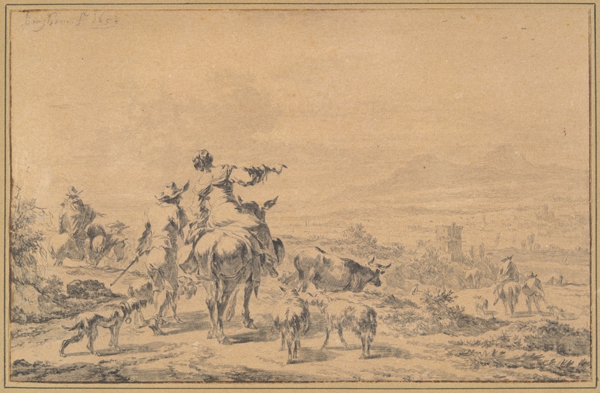 Herdsmen in an Italian Landscape — Nicolaes Pietersz. Berchem