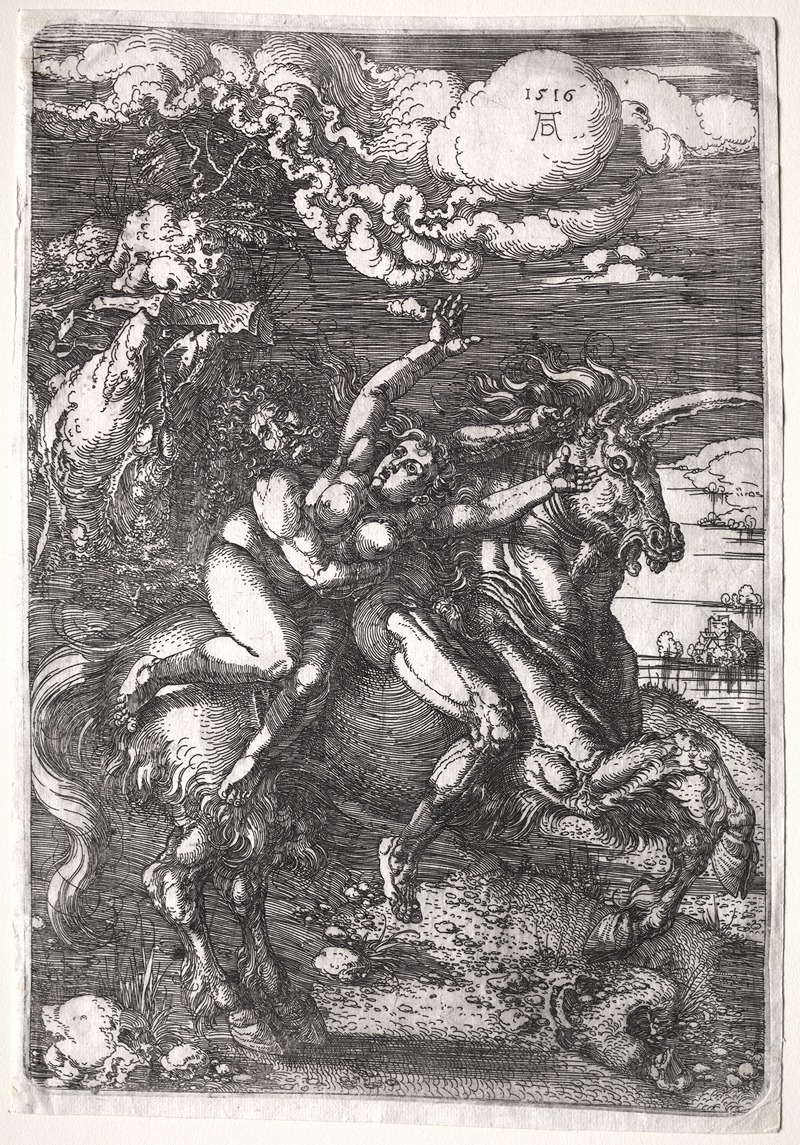 The Abduction on a Unicorn by Альбрехт Дюрер, 1516 — digital art print download