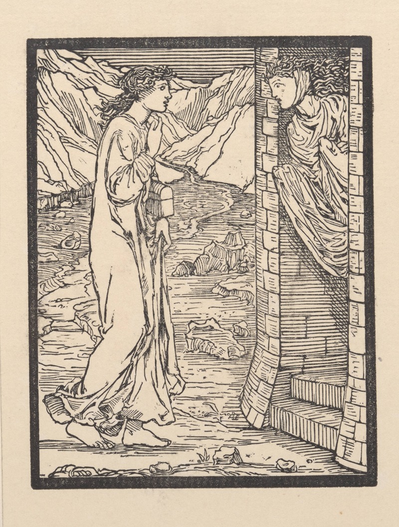 Psyche and the Ghost by Sir Edward Coley Burne-Jones, 1865 — digital art print download