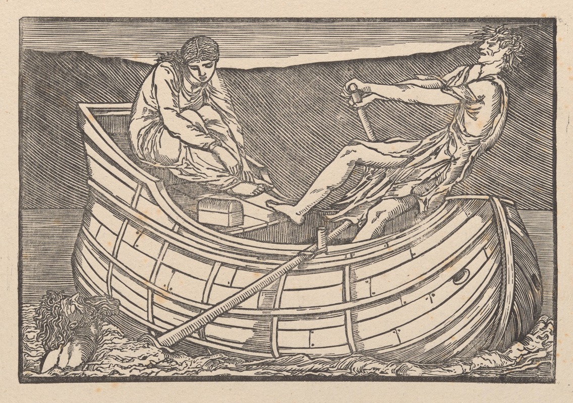 Psyche and the ghost in Styx by Сэр Эдвард Коли Берн-Джонс, 1865 — digital art print download