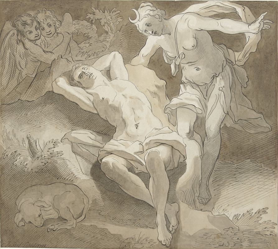 Selene en Endymion by Christiaan Josi, 1791 — digital art print download