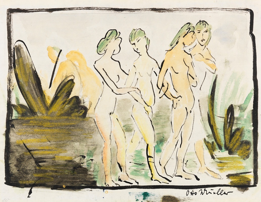 Badende an den Moritzburger Seen by Отто Мюллер, 1913 — digital art print download