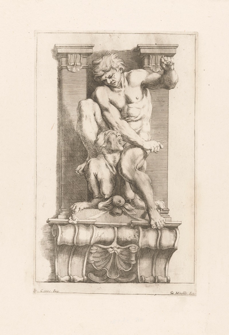 Man subdues a harpy by Джузеппе Мария Мителли, 1663 — digital art print download