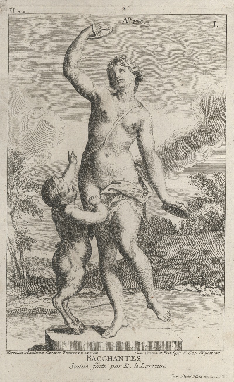 Bacchante en een sater by Якоб Вагнер, 1724 — digital art print download