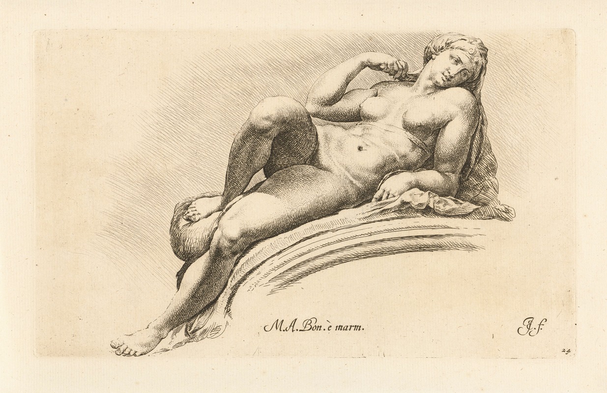 Aurora lying on a stone arch by Jan de Bisschop, 1666-1671 — digital art print download
