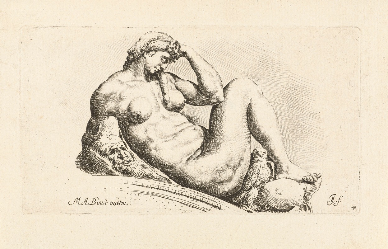 Night lying on a stone arch by Jan de Bisschop, 1666-1671 — digital art print download