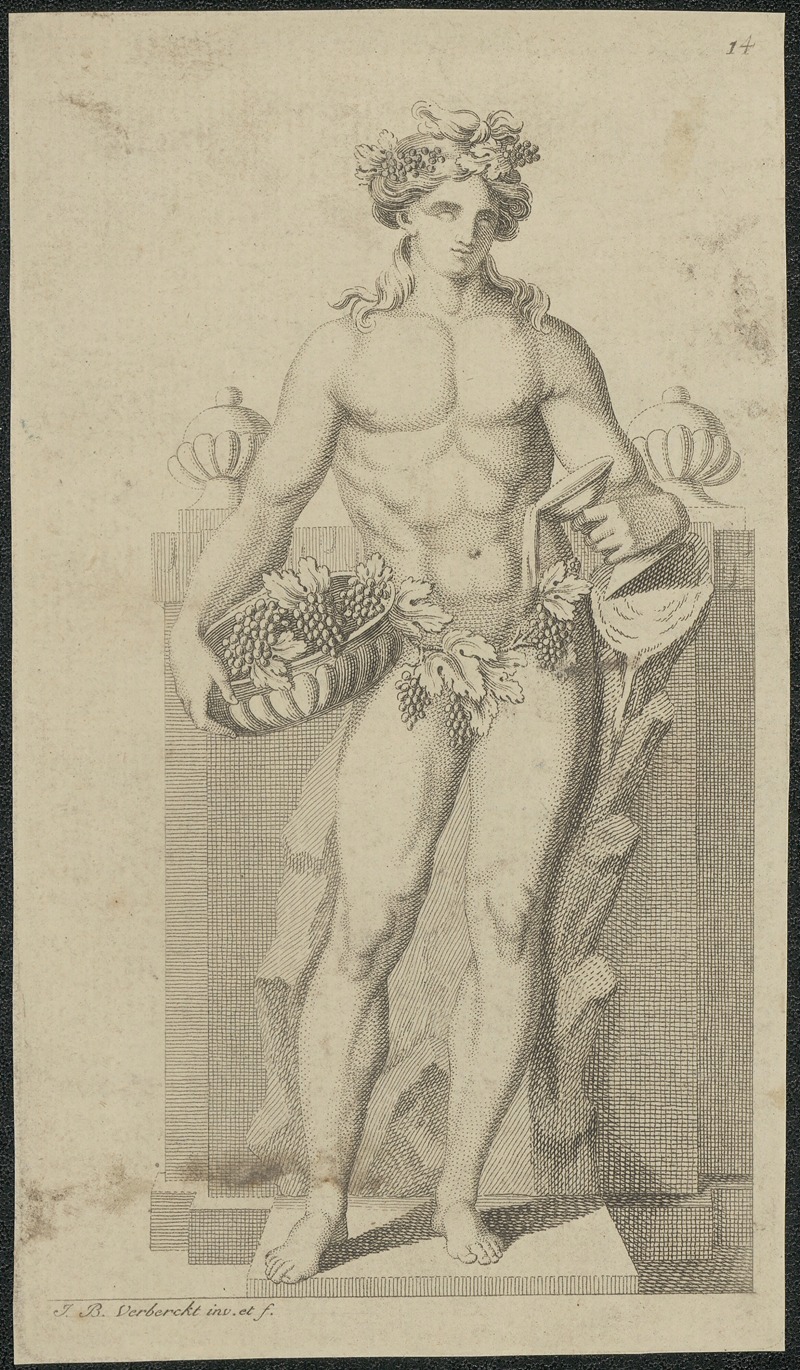 Bacchus met druivenmand in de hand by Jan-Baptist Verberckt, 1755-1772 — digital art print download