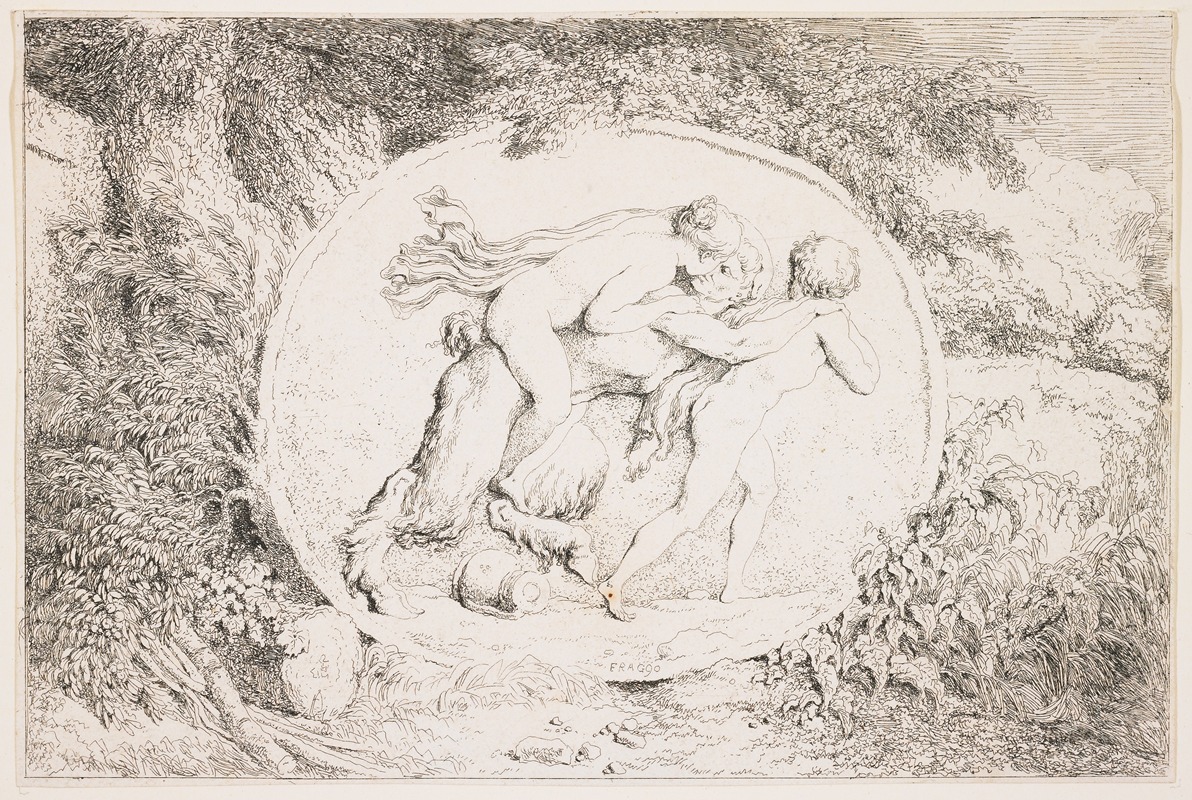Nymph Astride a Satyr by Жан-Оноре Фрагонар, 1763 — digital art print download