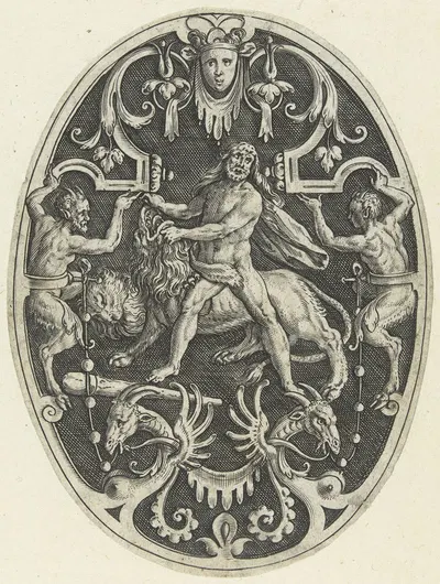 Hercules and the Nemean lion by Gerard de Jode, 1519-1591 — digital art print download