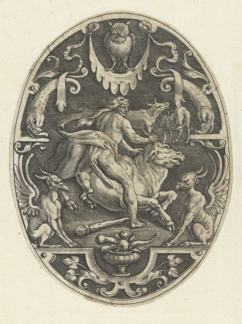 Hercules captures the Cretan bull by Gerard de Jode, 1519-1591 — digital art print download