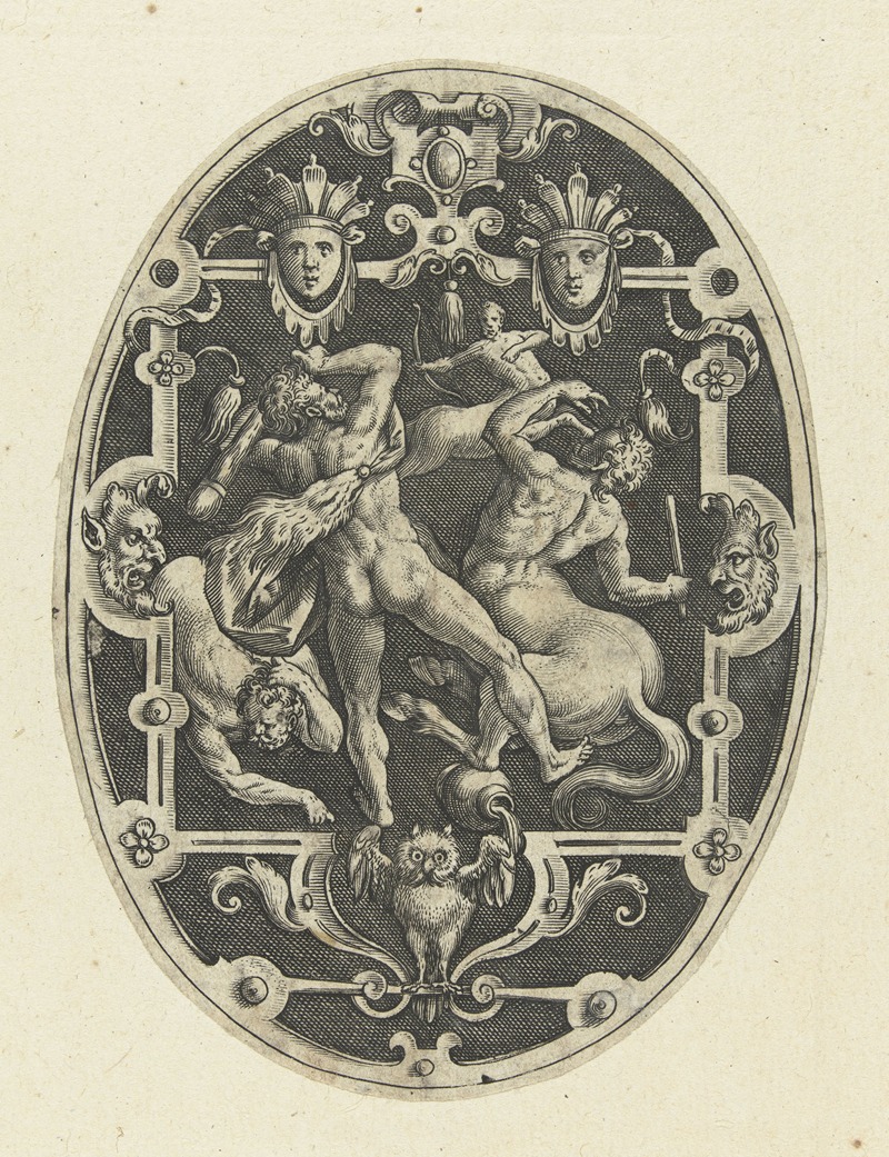 Hercules fighting the centaurs by Gerard de Jode, 1519-1591 — digital art print download