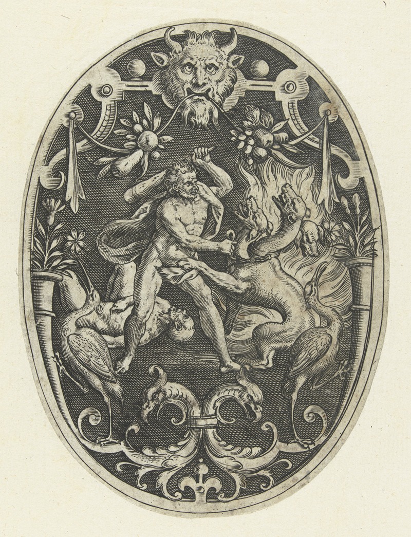 Hercules kills the monster Geryon by Gerard de Jode, 1519-1591 — digital art print download