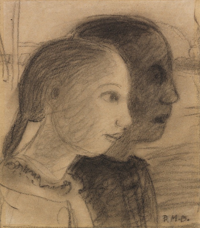 Zwei Mädchenköpfe im Profil nach rechts — Paula Modersohn-Becker