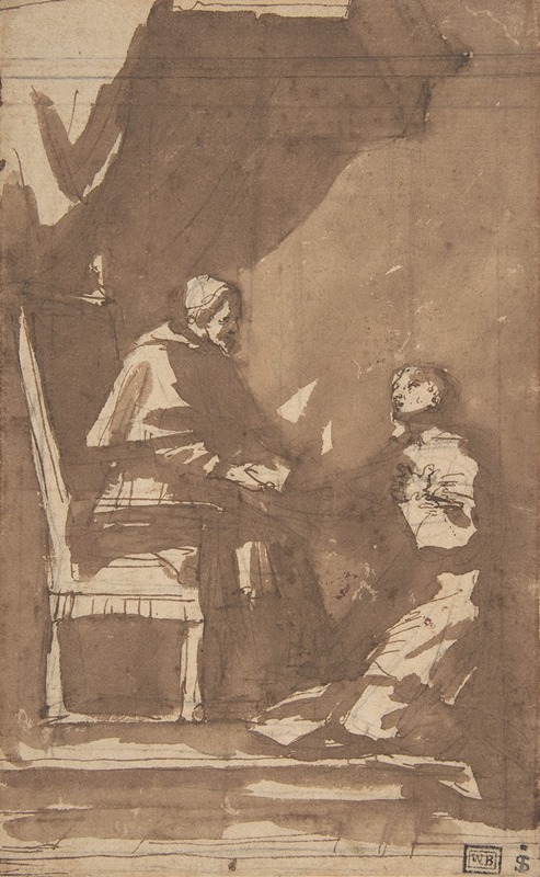 Young Cleric Kneeling before a Pope by Pietro Antonio de' Pietri, 1663–1716 — digital art print download