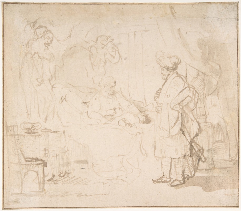 Potiphar's Wife Accusing Joseph Before her Husband by Рембрандт ван Рейн — digital art print download