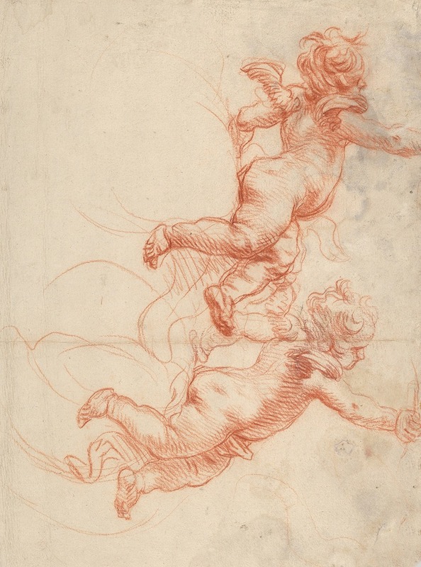 Two Studies of a Flying Putto by Cornelis Schut — digital art print download