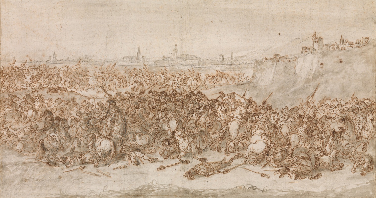 A Cavalry Battle before a City by Франческо Симонини — digital art print download