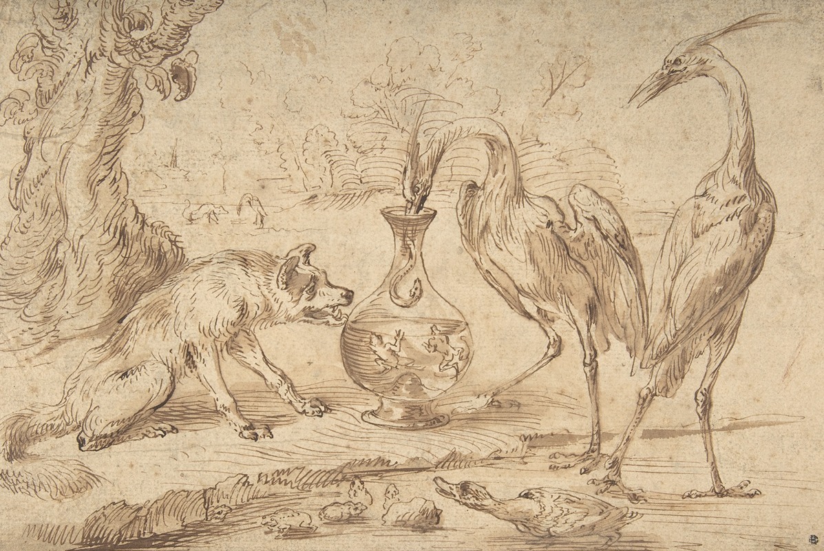 Fox With Two Herons by Франс Снайдерс — digital art print download