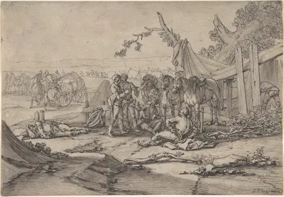 Cavalry Men at Rest by Georg Philipp Rugendas the Elder — digital art print download