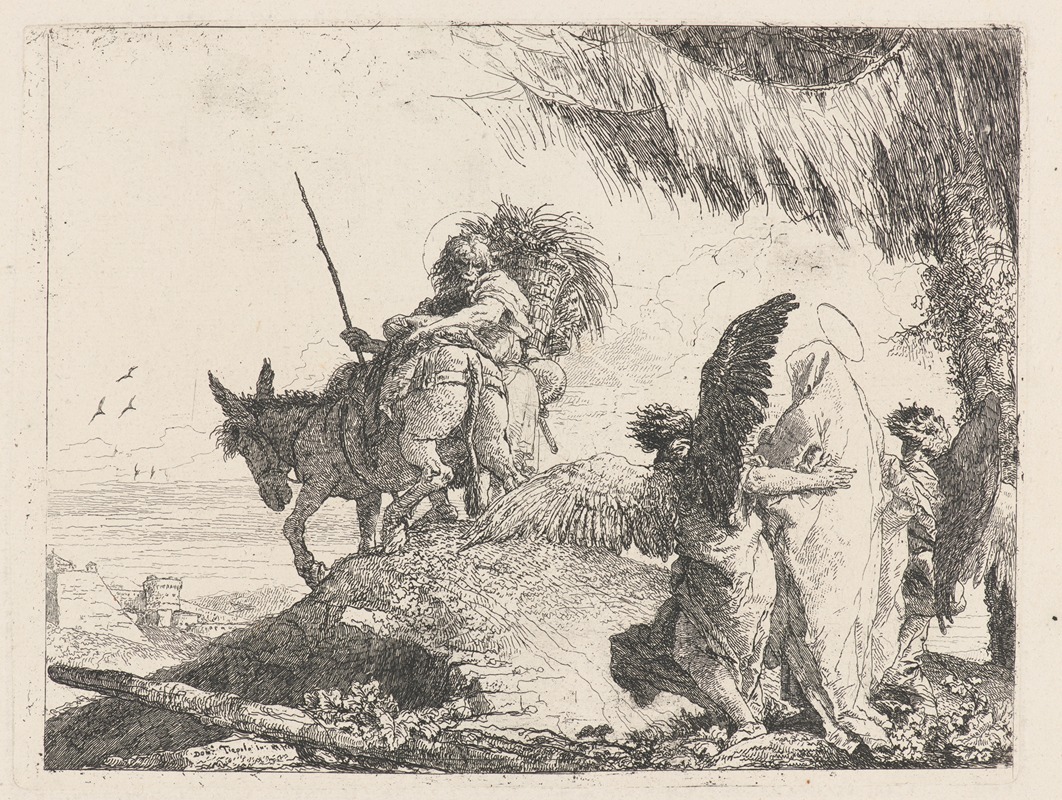 The Flight, with Madonna at Right Supported by Angels — Giovanni Domenico Tiepolo