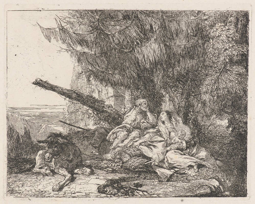 The Rest on the Flight by Джованни Доменико Тьеполо, 1750–1753 — digital art print download