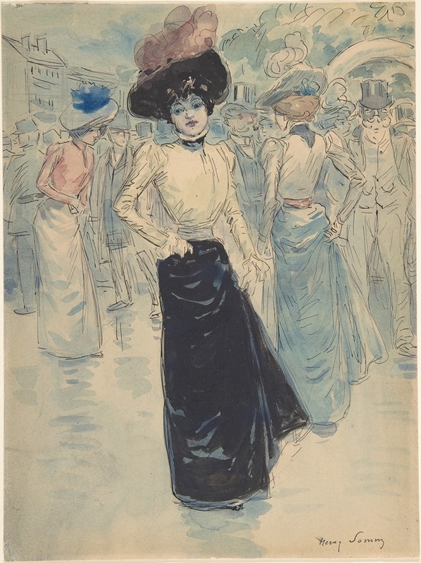 A Parisienne on a Crowded Street by Анри Сомм, 1844–1907 — digital art print download