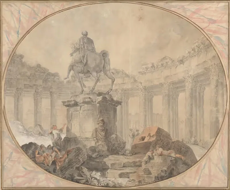Конная статуя Марка Аврелия by Юбер Робер, 1757 — digital art print download