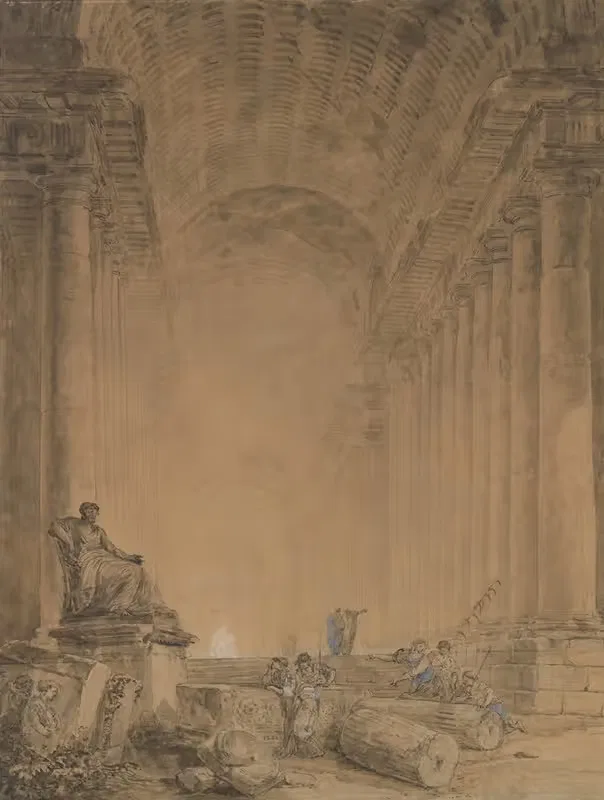 Figures in a Colonnade by Hubert Robert — digital art print download