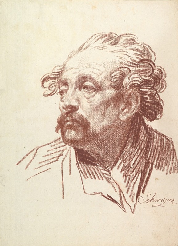 Head of a Man with a Moustache Looking Left — Jakob Matthias Schmutzer