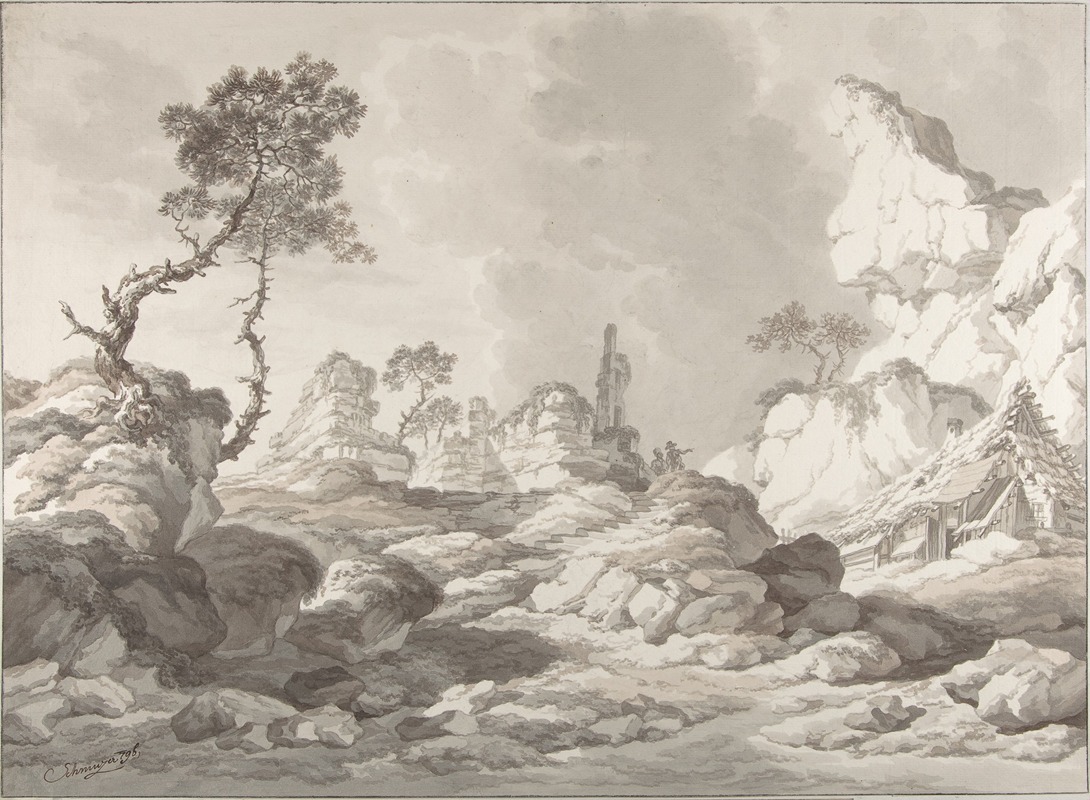 Landscape with a ruin near Mödling by Якоб Маттиас Шмутцер, 1796 — digital art print download