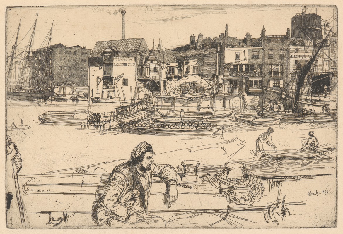 Black Lion Wharf by Джеймс Абботт МаКнилл Уистлер, 1859 — digital art print download