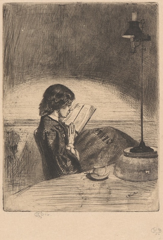Reading by Lamplight by Джеймс Абботт МаКнилл Уистлер — digital art print download