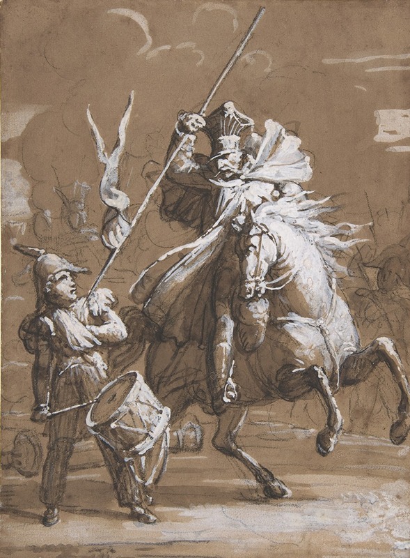 Drummer Boy Attacked by a Cossack by Жан-Виктор Шнец — digital art print download