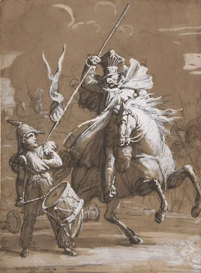 Drummer Boy Attacked by a Cossack by Жан-Виктор Шнец — digital art print download