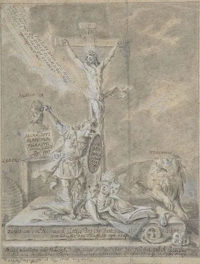 Allegory of Christian Virtues by Johann Elias Ridinger, 1746 — digital art print download