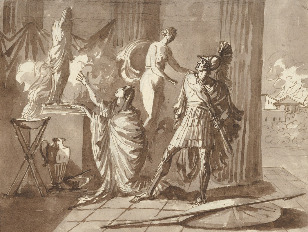 Venus preventing Aeneas from killing Helen by Johann Tobias Sergel — digital art print download