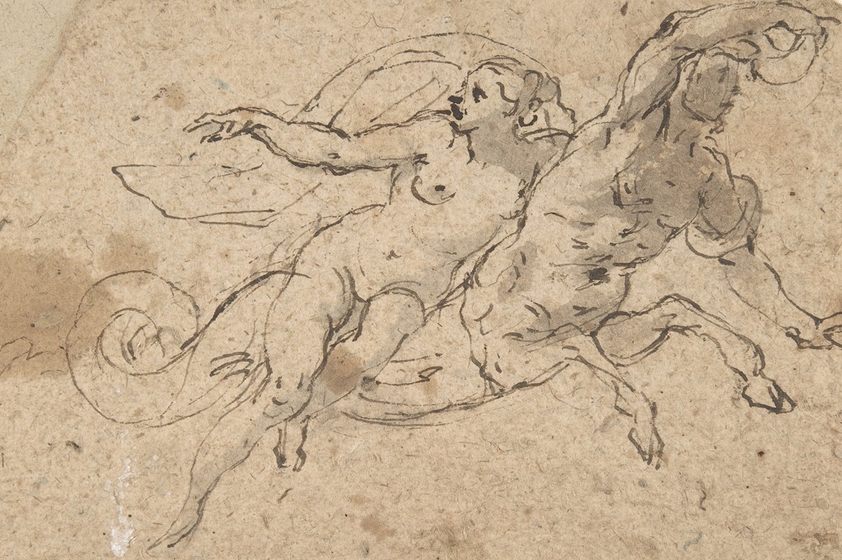 Nude Female Riding on a Triton's Back — Domenico Gargiulo