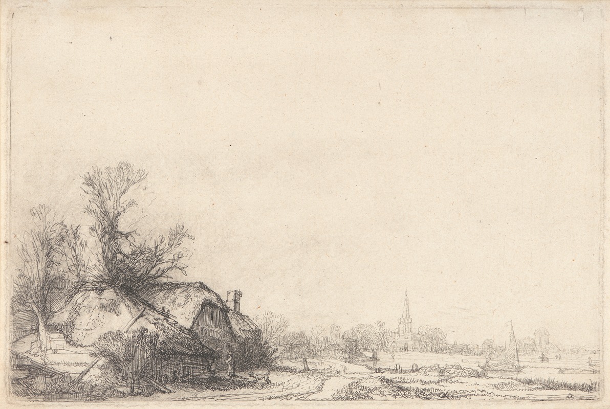 Cottage beside a Canal by Рембрандт ван Рейн — digital art print download