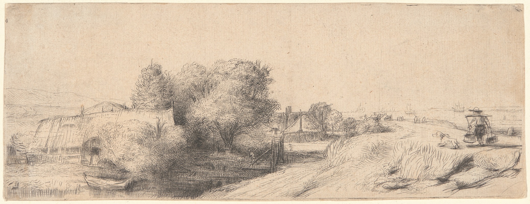Landscape with a Milkman by Рембрандт ван Рейн — digital art print download