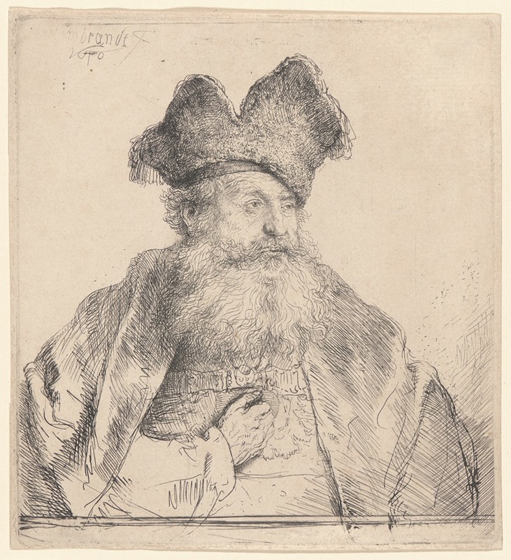 Old Man with a Divided Fur Cap by Рембрандт ван Рейн, 1640 — digital art print download