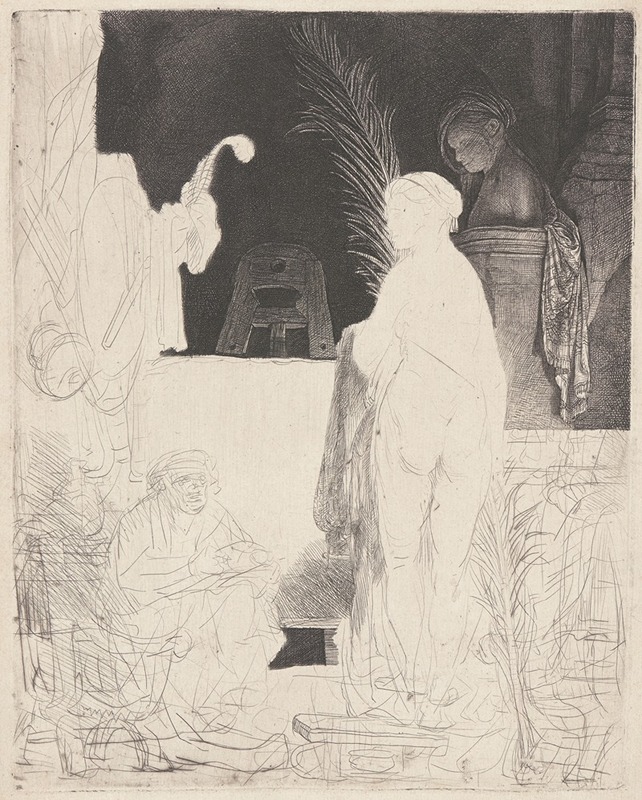 The Artist Drawing from a Model by Рембрандт ван Рейн — digital art print download