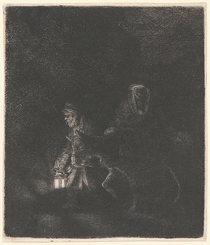 The Flight into Egypt; A Night Piece by Рембрандт ван Рейн, 1651 — digital art print download